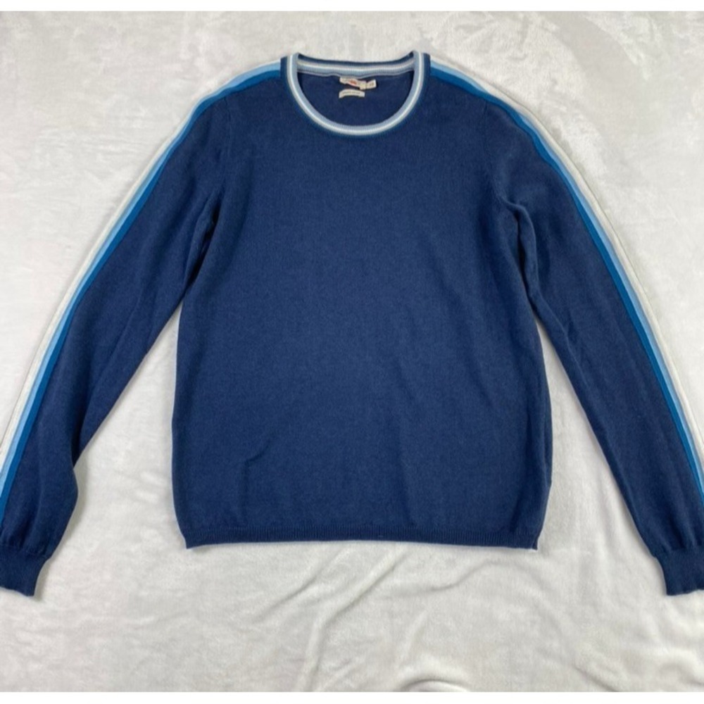 Faherty Knit Crewneck Sweater Sz S Blue Organic Cotton Cashmere Preppy